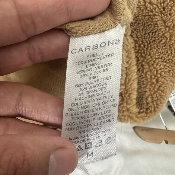 Carbon38 Women's Size M Teddy Zip Up Jacket Roots CRB21184 Brown Camel - Picture 13 of 14